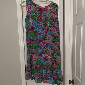 Tropical Print Sleeveless Swim Coverup